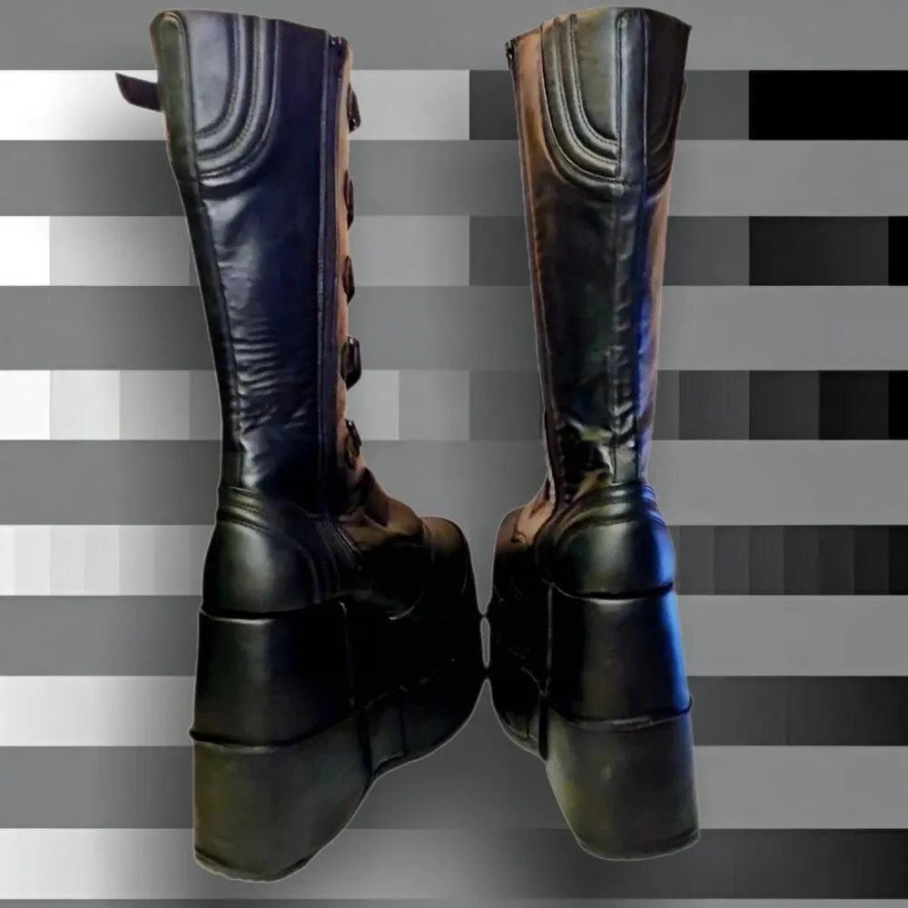 ★Demonia Stack 308 Platform Boots Mens 12 Goth Cyber Punk Stompers Deadstock